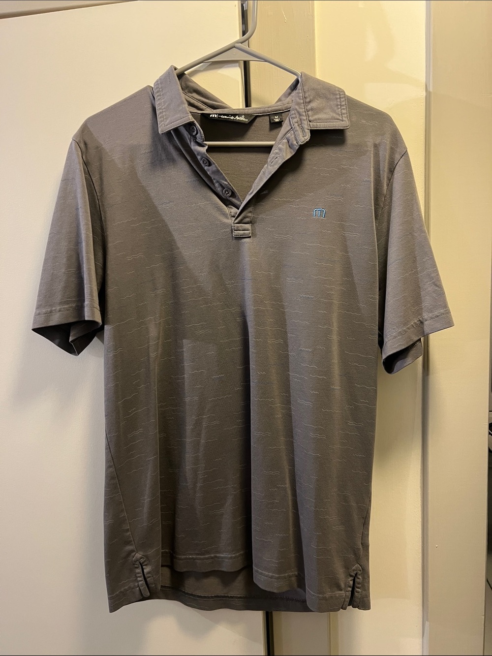 Travis Mathew Men's Slate Gray Polo with Subtle Texture